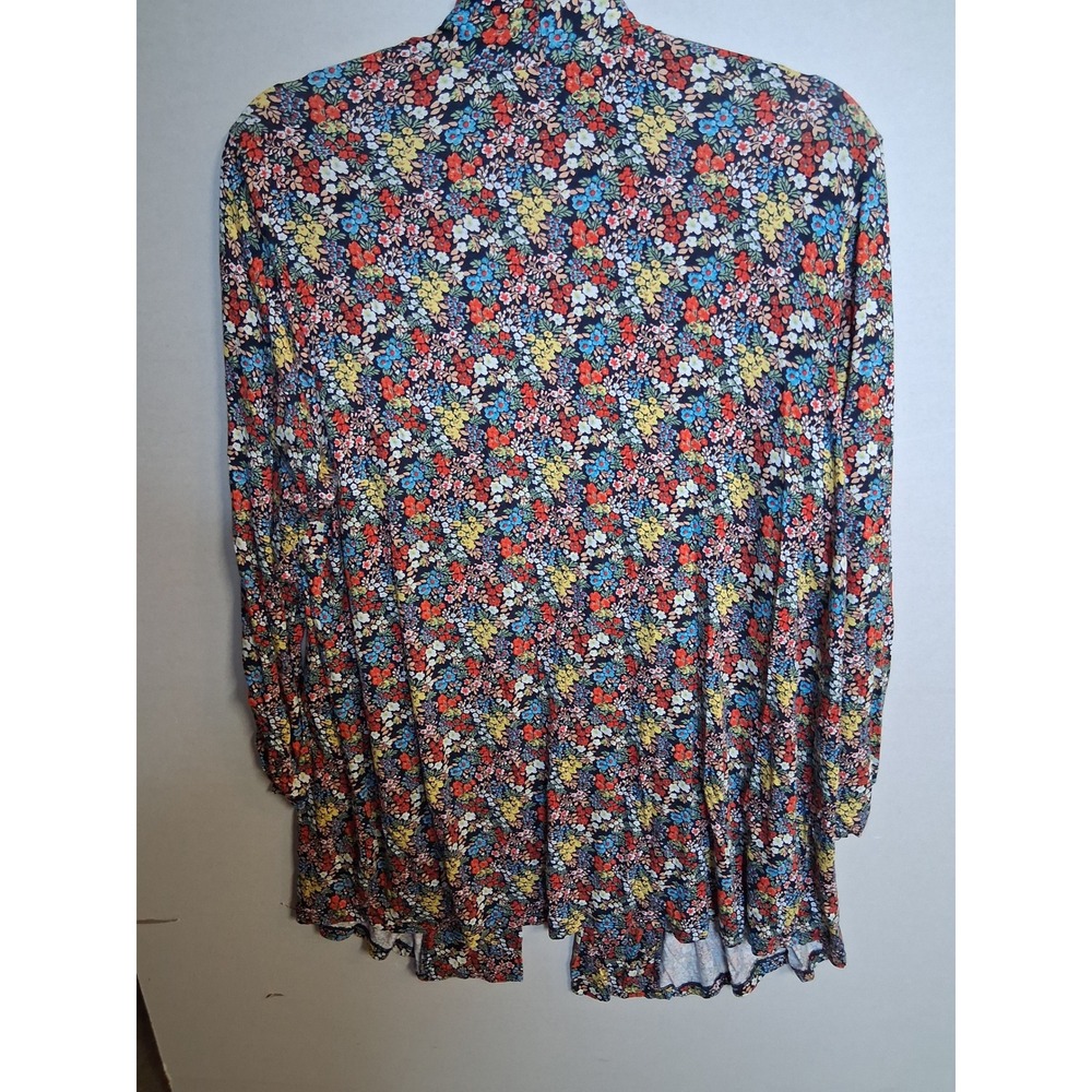 Robeau Womens 1X Floral Cardigan Open Front Long Sleeve Multicolor Ditsy Pr 1115 - Picture 7 of 7